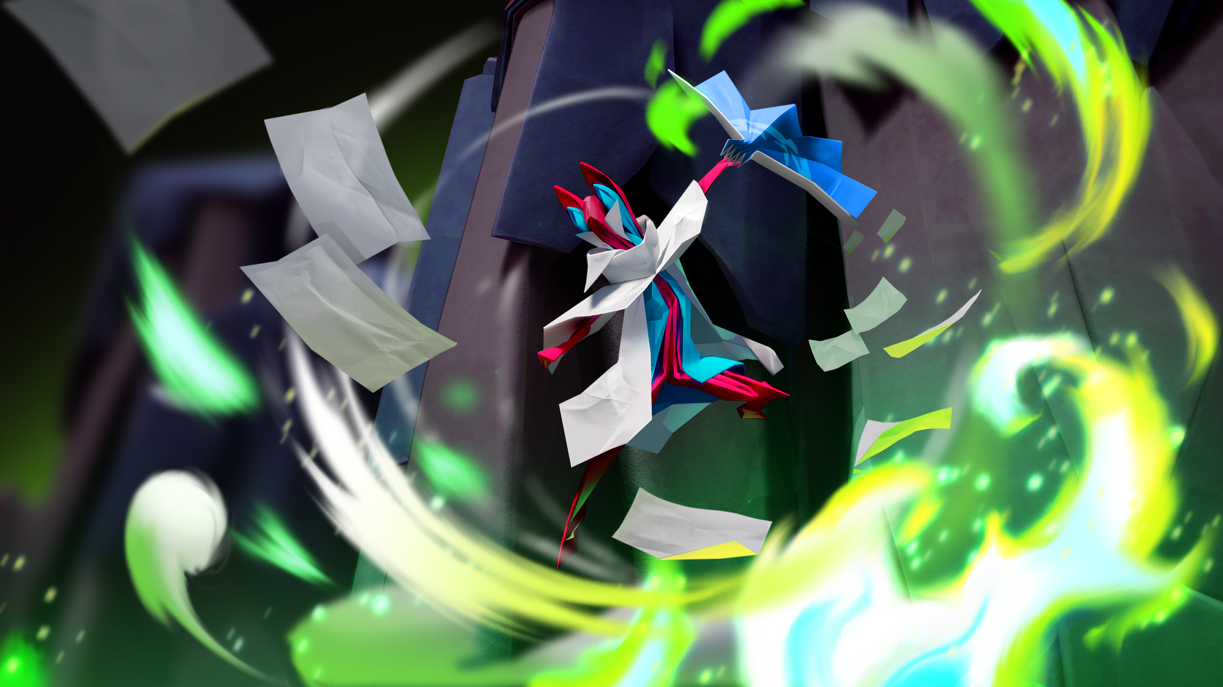 Key art for the 3D action platformer Hirogami.